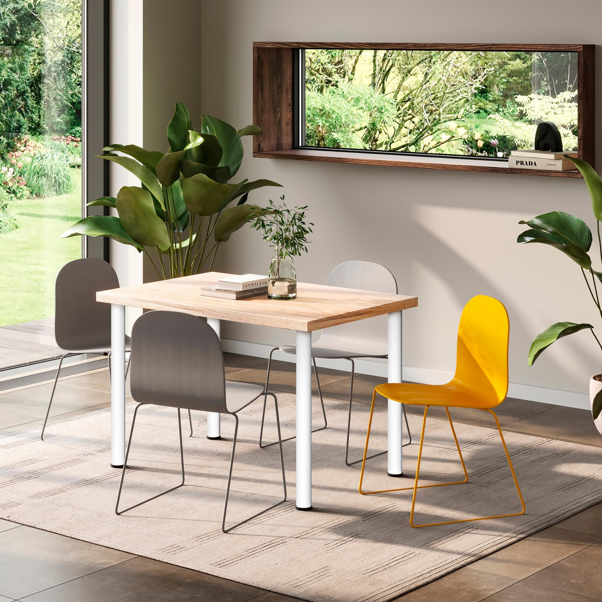 TISCHBEINE, Durchmesser 60mm, H 710mm, Stahl, Weiß lackiert 4er-set - Weiß, Metall (14.2/73/14.2cm) - EMUCA