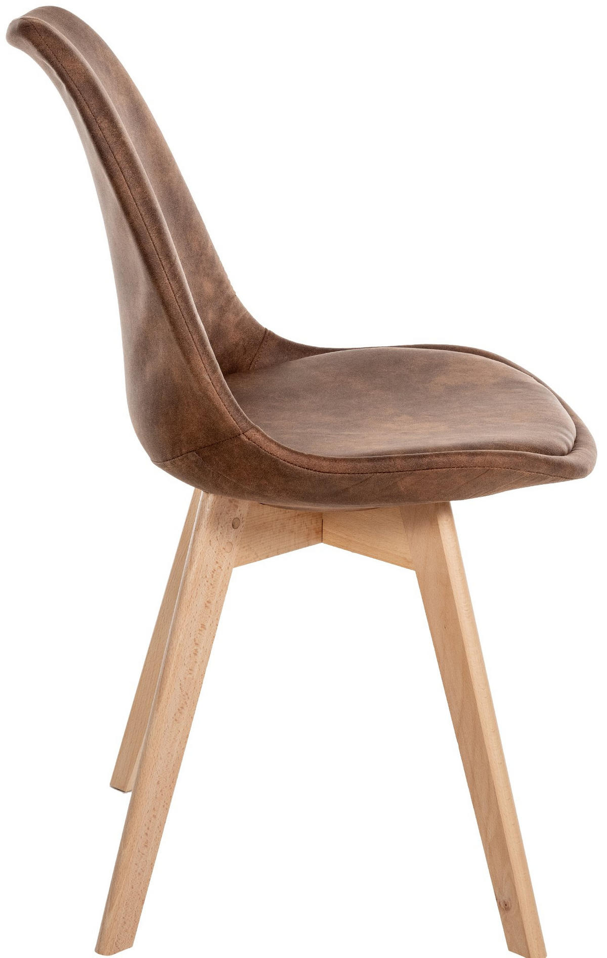 STUHL Lederlook braun - Eukalyptusholzfarben/Braun, Holz/Textil (49/83/50cm) - CLP