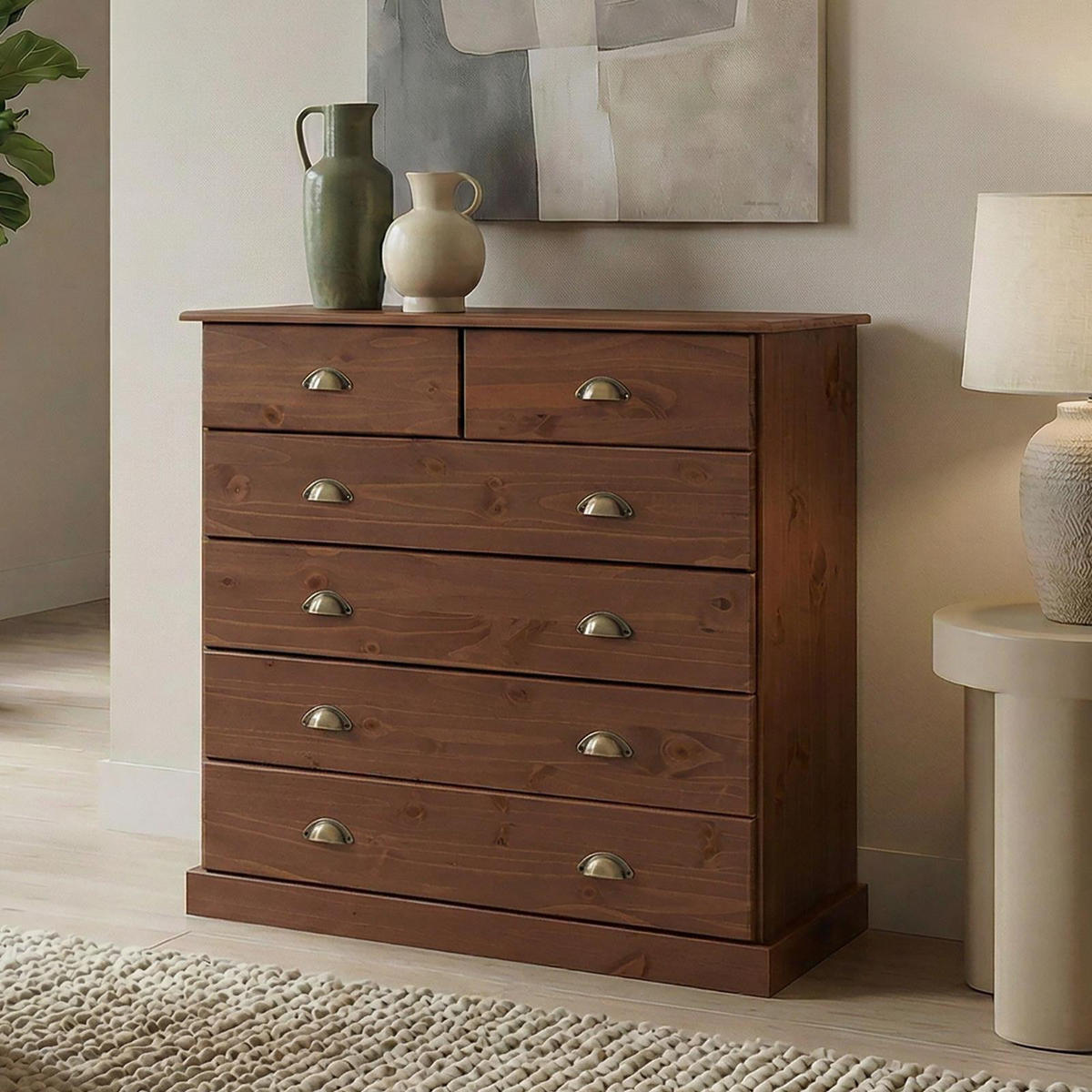 KOMMODE PARIS Kastanie - Kastanienfarben, Holz (91/95/39cm) - IDIMEX