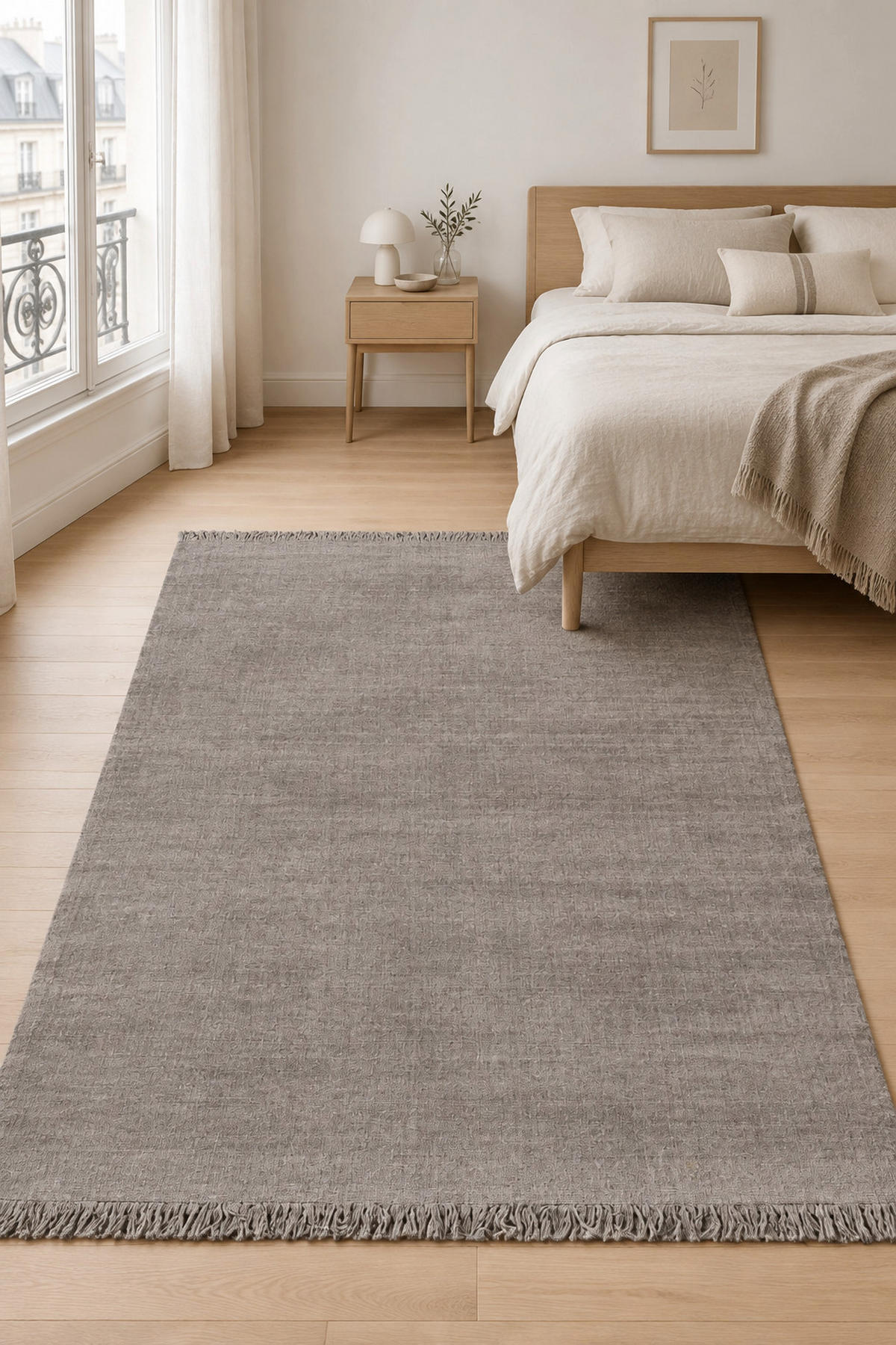 TEPPICH handgefertigt Wolle Baumwolle grau - Grau, Naturmaterialien (200/290cm) - AFK Living