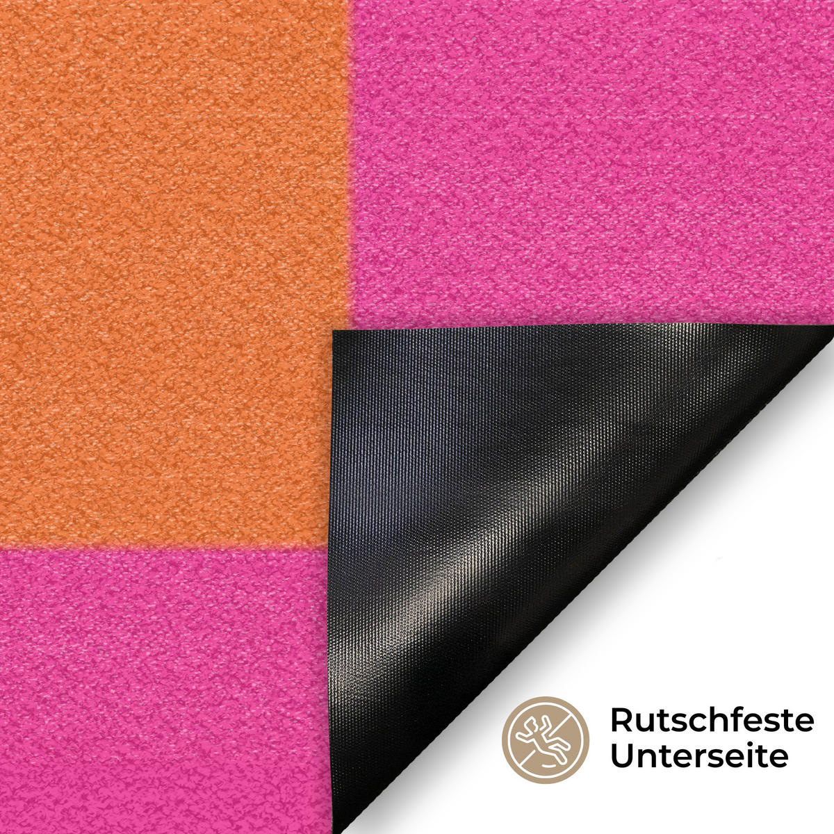 FUSSMATTE Schachbrettmuster - Orange - Rosa - Blöcke 90x60 cm - Pink, Kunststoff (90/0.4cm) - MuchoWow