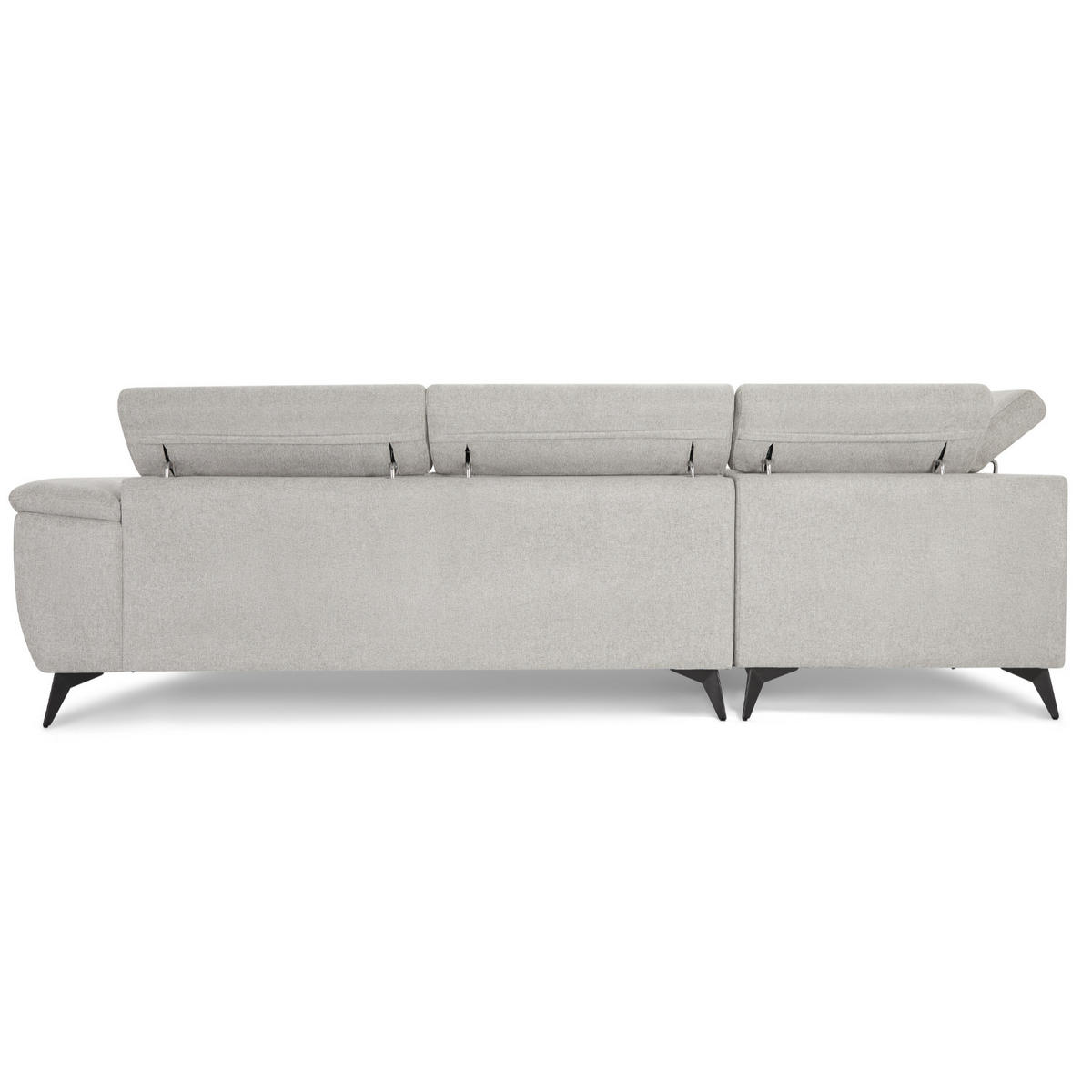 ECKSOFA Webstoff Grau - Schwarz/Grau, Textil/Metall (290/95cm) - Furnhouse