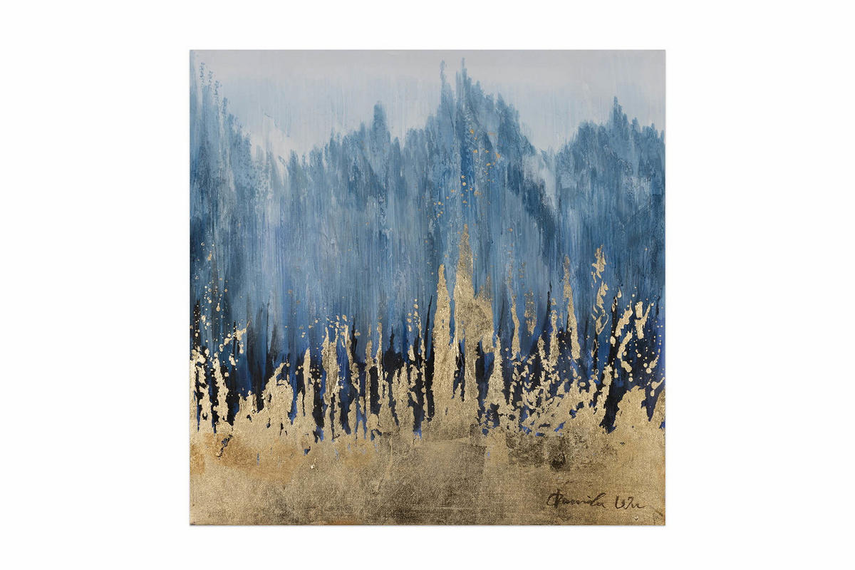 ACRYLBILD HANDGEMALT 60/60 cm - Blau, Holz/Textil (1.2/60cm) - KUNSTLOFT