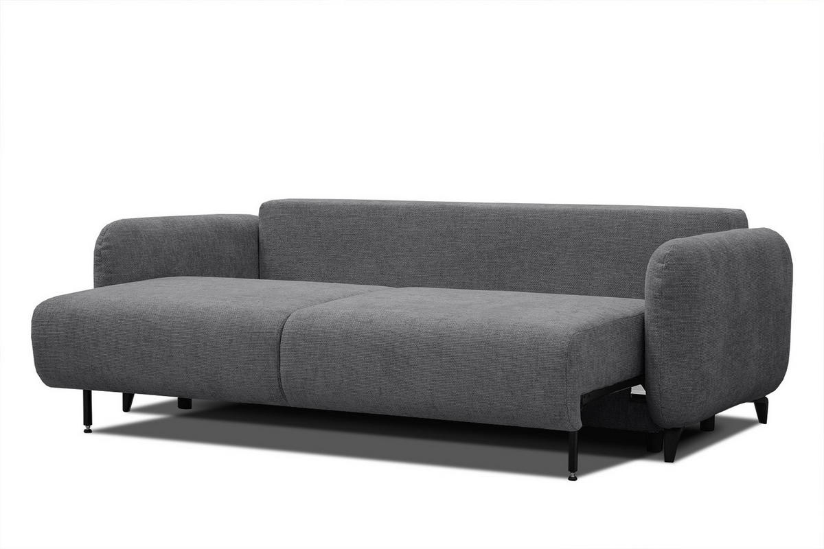 SOFA DRAKE 3-Sitzer mit Schlaffunktion, dunkelgrau - Dunkelgrau/Braun, Holz/Textil (232/90/107cm) - Courtois Laville