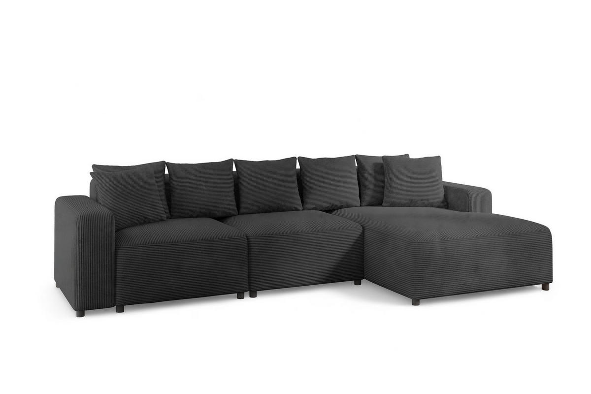 ECKSOFA Megan In Poso - Dunkelgrau, Holzwerkstoff/Textil (331/165cm) - Fun Möbel