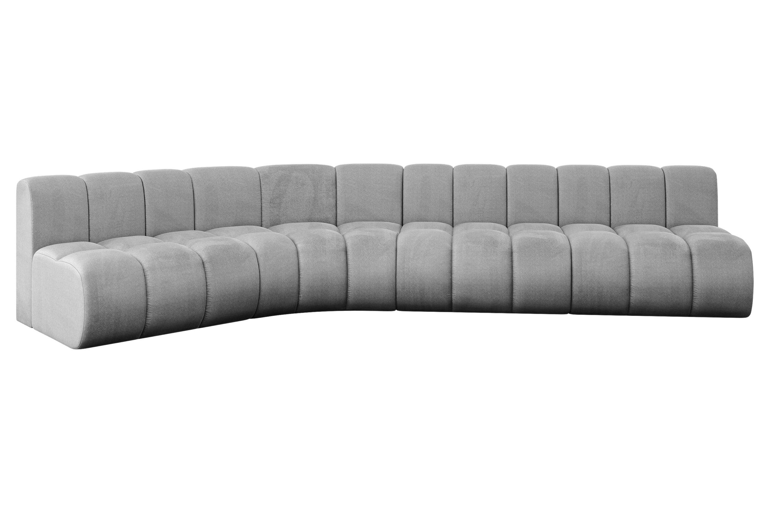 ECKSOFA modulares Sofa Montra-L2 - 381x174x70 cm Grau - Hellgrau, Holzwerkstoff/Textil (381/174cm) - ALTDECOR