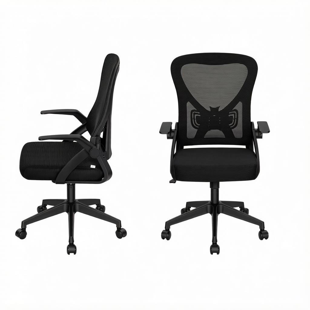 DREHSTUHL ergonomisches Design höhenverstellbar bis 150 kg - Schwarz, Leder (47/102/42cm) - Gisaae