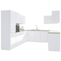 WINKELKÜCHE 320 cm x 280 x 260 cm - Aspen KA17-M320 - in Weiß/Hochglanz - Weiß Hochglanz, Holz (860/212/58cm)