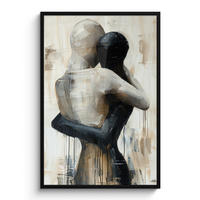 GERAHMTES BILD Abstrakt - Liebe - Schwarz und weiß - Modern 80x120 cm - Schwarz, Papier (80/120cm) - MuchoWow