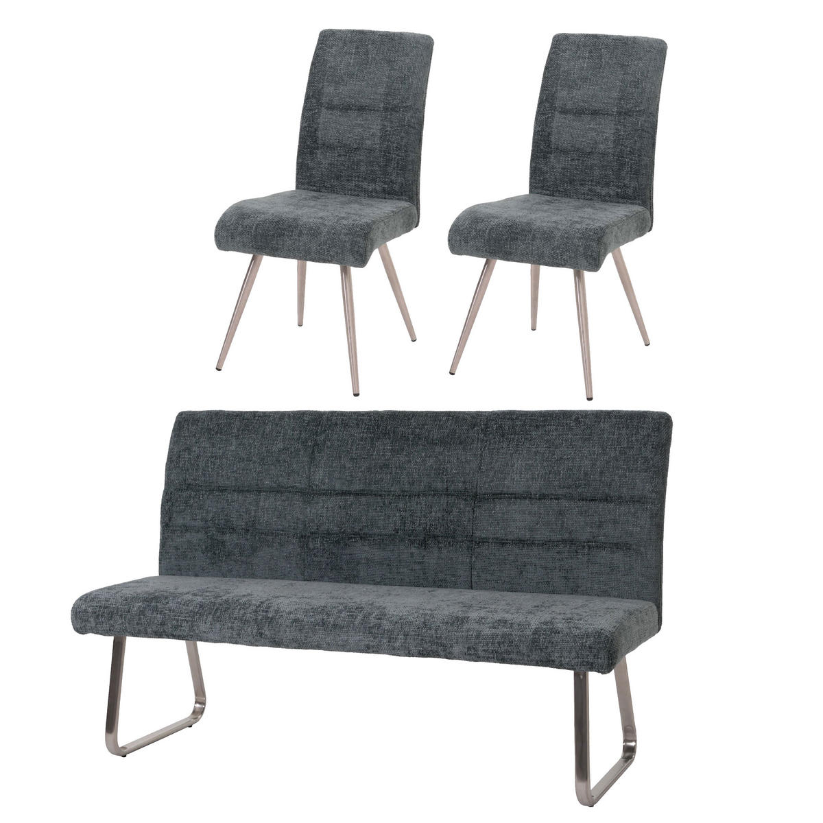 ESSZIMMER-SET Blau 3er-Set - Blau, Textil (180/99/65cm) - MCW