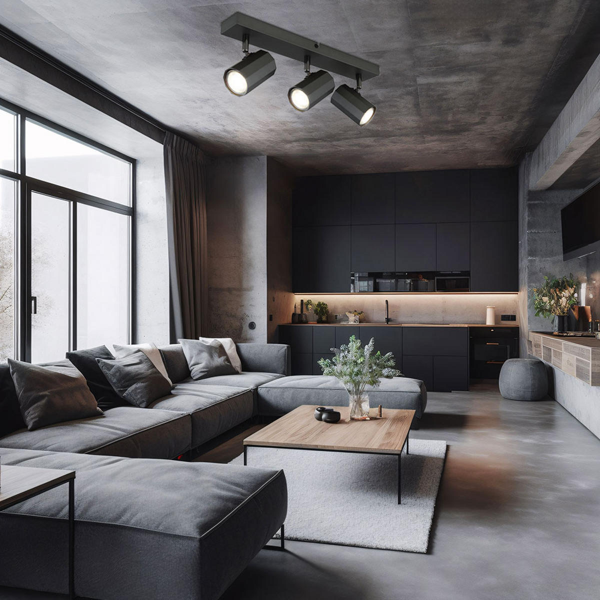 DECKENLEUCHTE Metall Grau Schwarz JAMES - Schwarz, Metall (39/6/14.5cm) - Globo Lighting