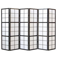 PARAVENT 6-tlg. 264/175 cm Schwarz Shoji - Schwarz, Holz (264/175/2cm) - Homestyle4u