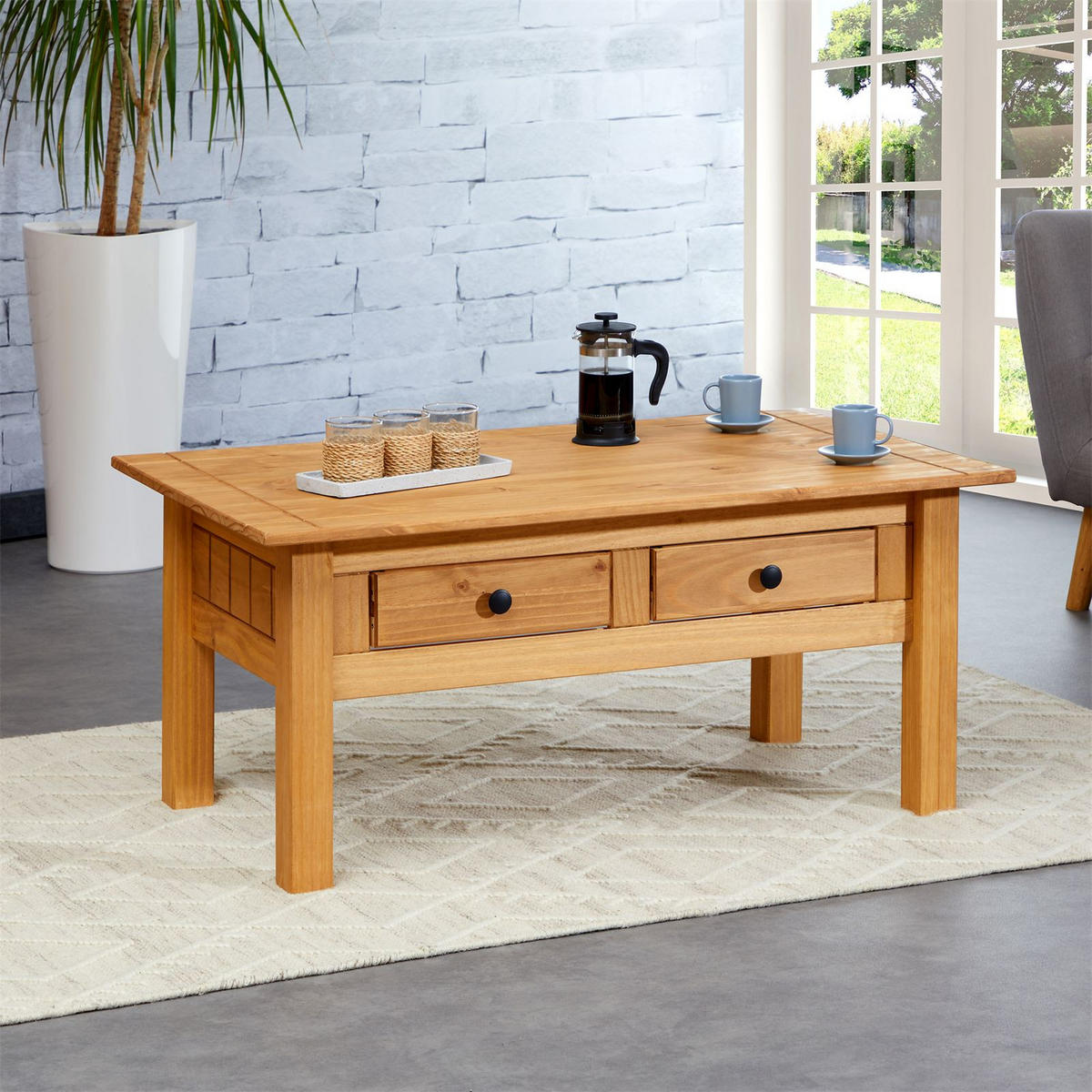 COUCHTISCH CANCUN - Kieferfarben, Holz (60/100/44cm) - IDIMEX