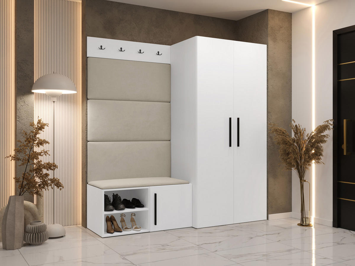 GARDEROBEN-SET Medi I - Beige/Schwarz, Holzwerkstoff/Kunststoff (80/191/50cm) - MIRJAN24