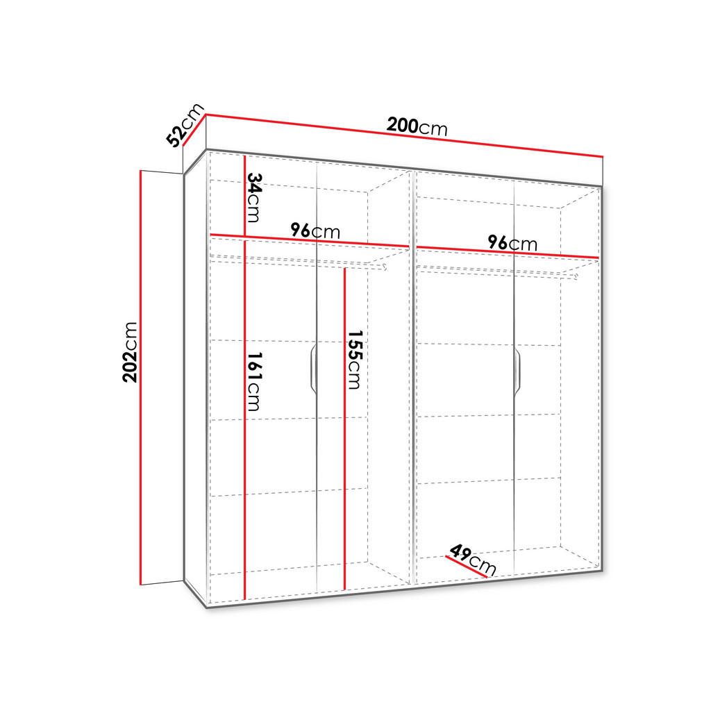 Thumbnail - Mirjan24 Drehtürenschrank, Schwarz, Holzwerkstoff, Rechteckig, 200x202x52 cm, Schlafzimmer, Kleiderschränke, Drehtürensc...