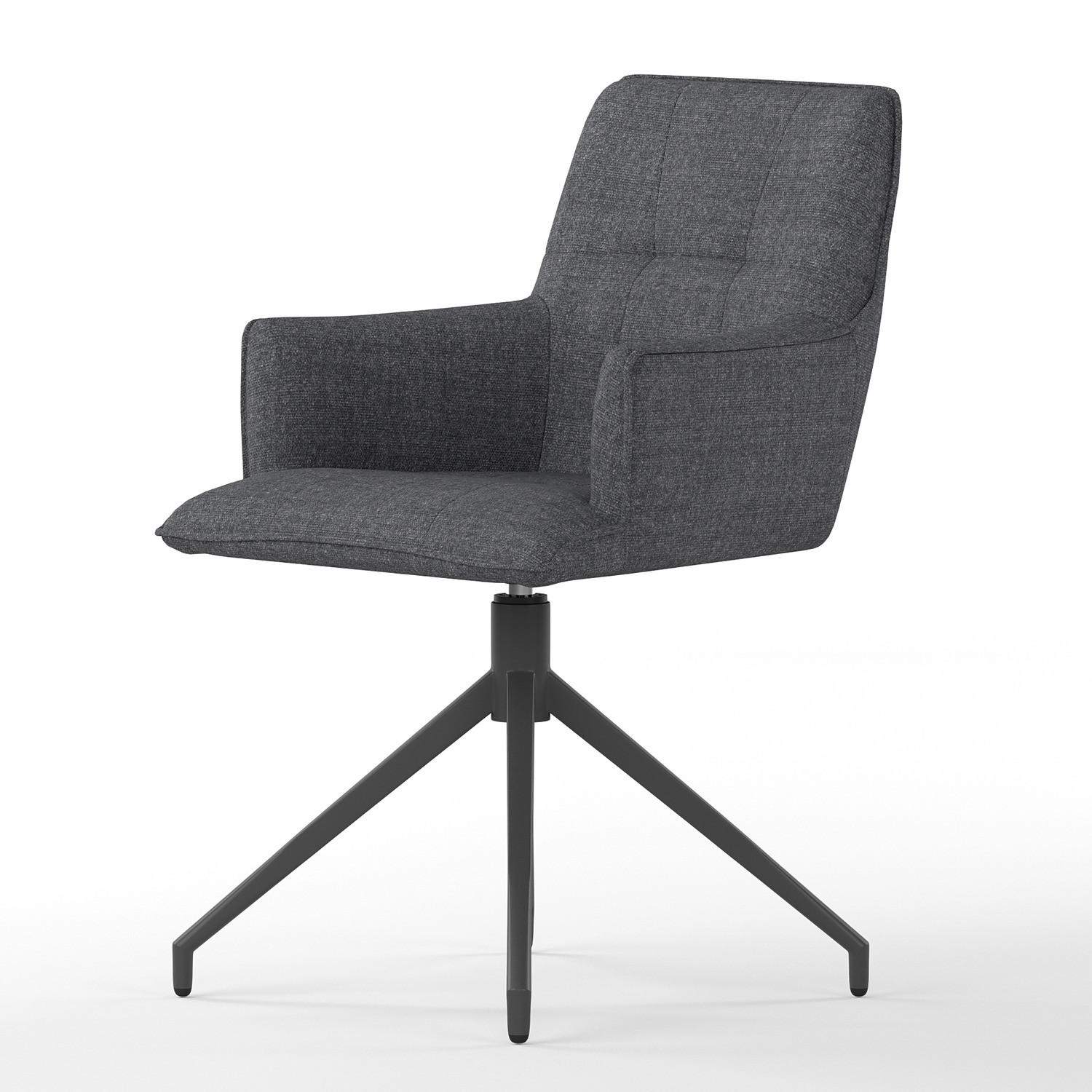 GARTENSTUHL mit Armlehnen - Stahl / Polyester - Dunkelgrau, Textil/Metall (58/87/64cm) - home24