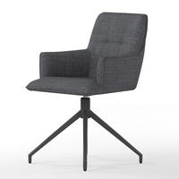 GARTENSTUHL mit Armlehnen - Stahl / Polyester - Dunkelgrau, Textil/Metall (58/87/64cm) - home24