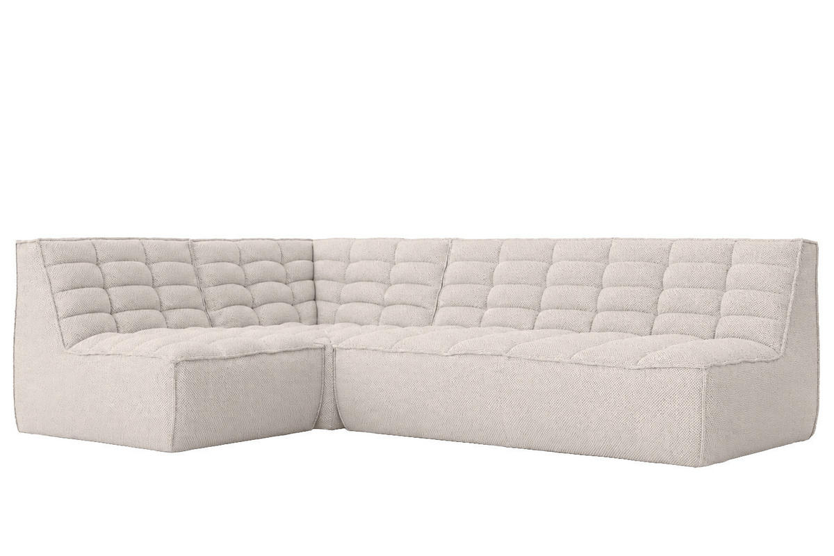 ROHOVÁ SEDAČKA modulární ve tvaru L, plyšová tkanina Pop, Béžová, Levá strana, LAZY L Mini - béžová, dřevo (253/173cm) - Kaiser Möbel