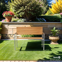 GARTENBANK - Teak massiv / Edelstahl - Silberfarben/Braun, Holz/Metall (114/86/55cm) - home24