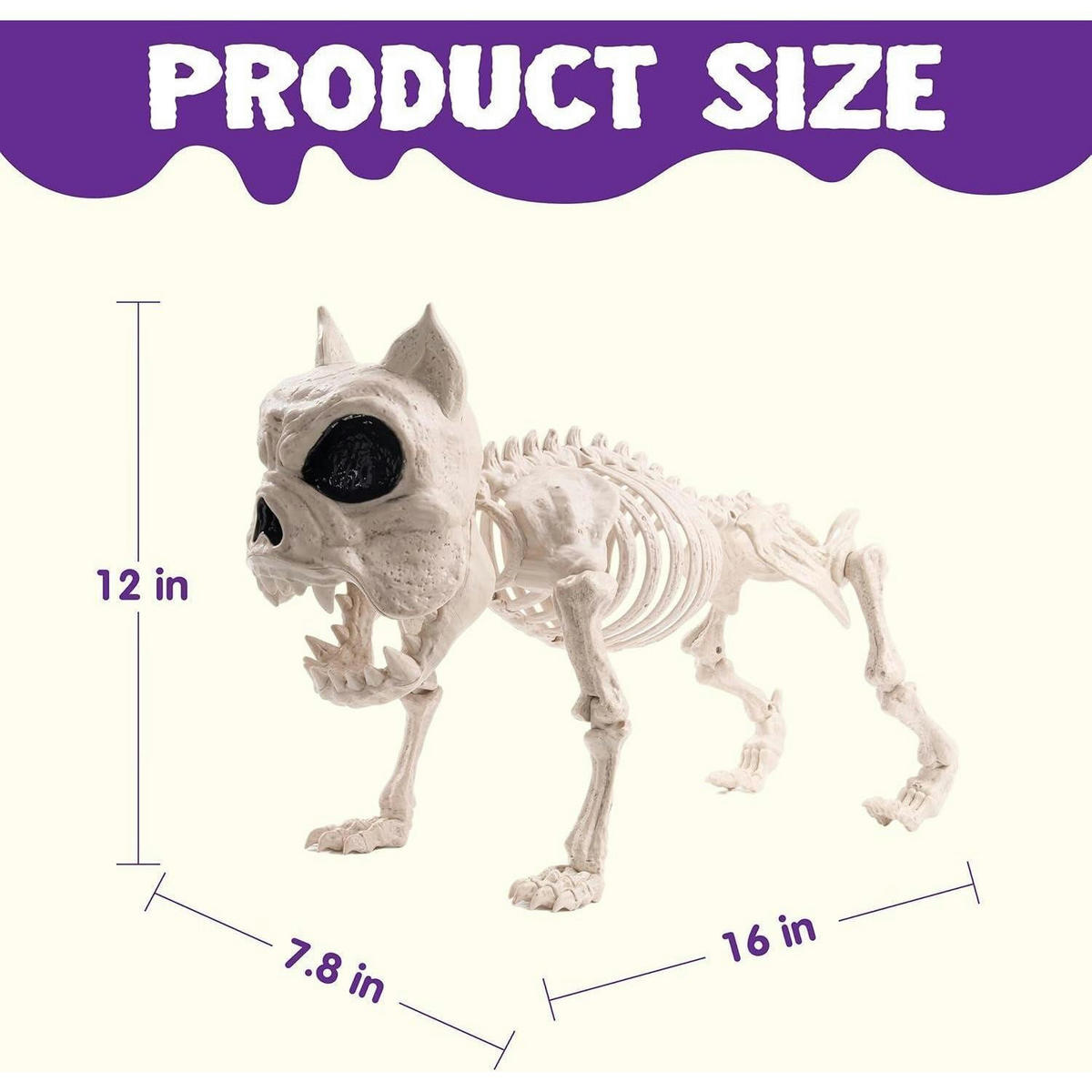 SKELETT Hund 2-teiliges Set 30,5 cm Halloween Dekoration bewegliche Gelenke Kunststoff Allwetter - Weiß, Kunststoff (28/18.5/32.5cm)
