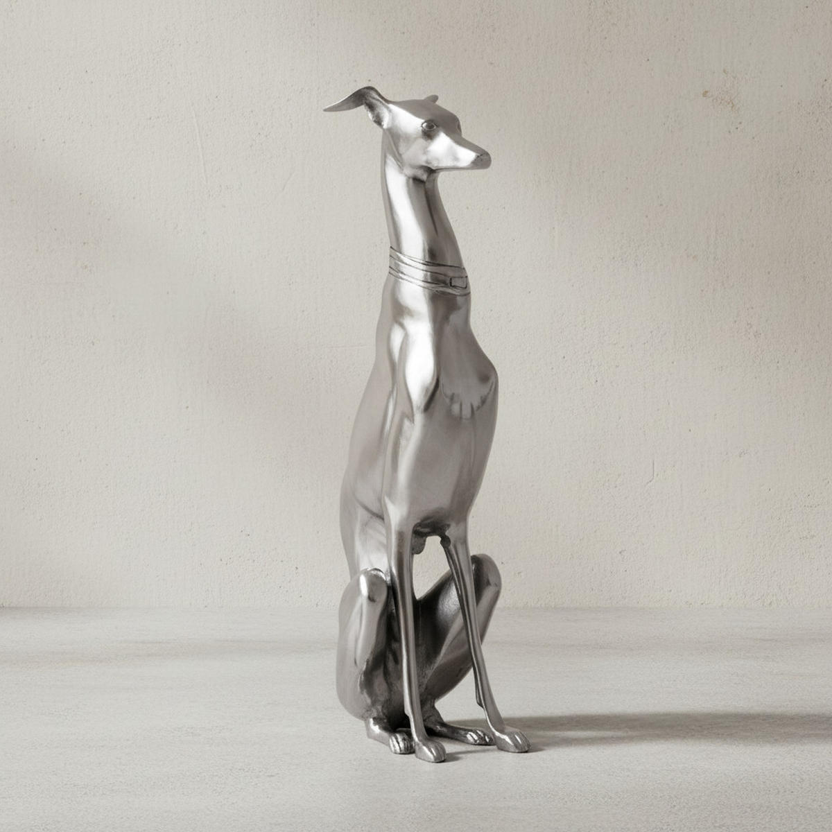 DEKOFIGUR Windhund Aluminium 18x70 cm handgefertigt - Silberfarben, Metall (18/70/25cm) - KADIMA DESIGN