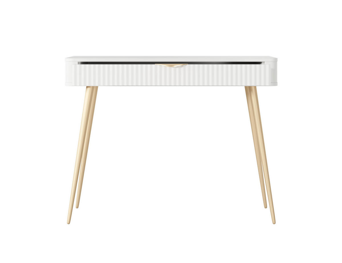 SCHMINKTISCH Lante Weiß, mit Schublade, Goldene Beine - Goldfarben/Weiß, Holzwerkstoff (38/100/78cm) - Bettso