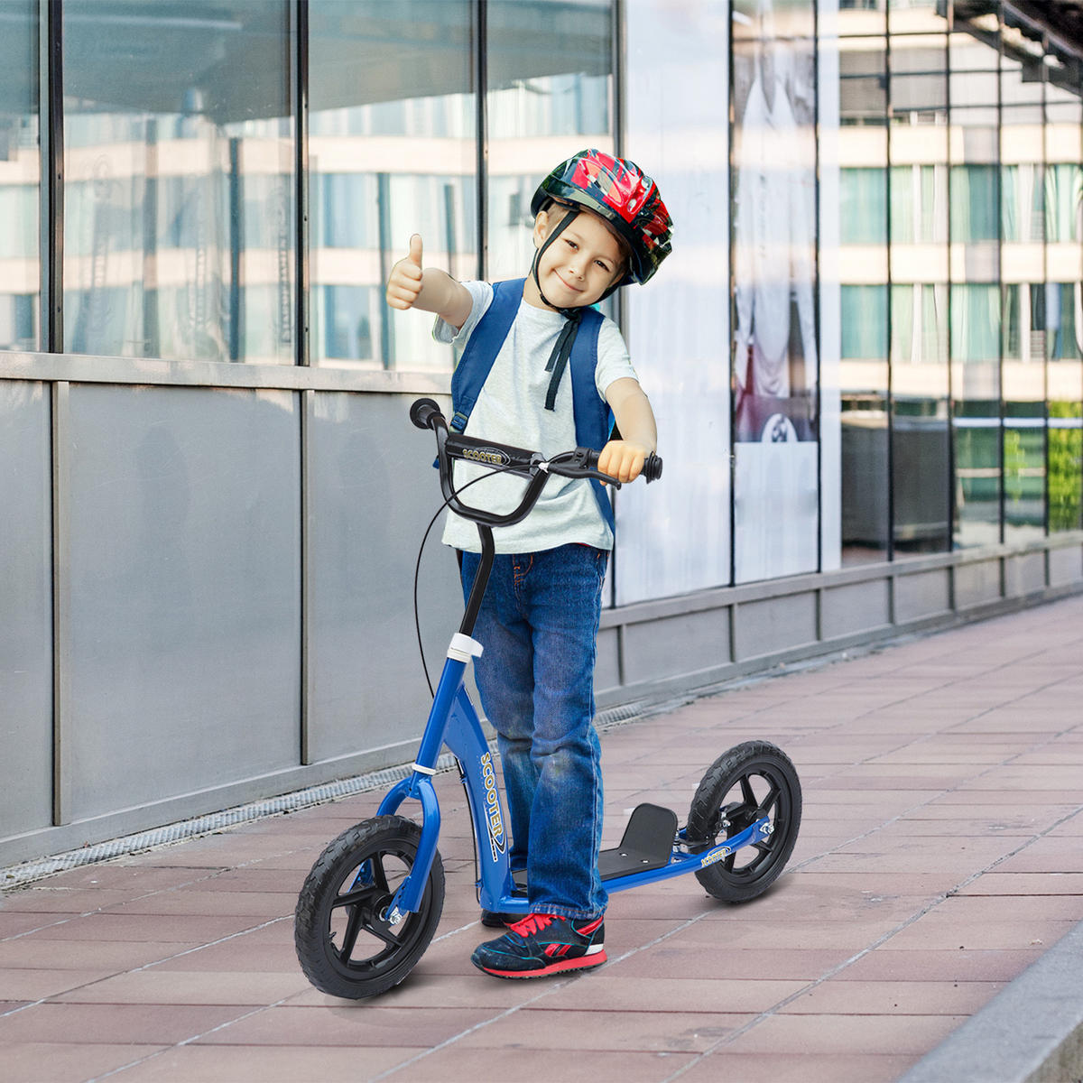 KINDERROLLER, Schwarz/Rosa/Blau/Rot, Stahl+ PVA - Blau, Metall (120/52/80cm) - HOMCOM