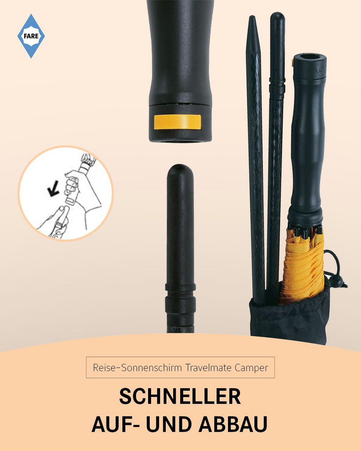 SONNENSCHIRM 147/147/71 cm - Orange, Kunststoff (147/147cm) - FARE