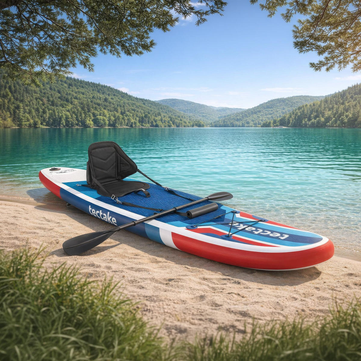 STAND-UP PADDLE BOARD , 288 x 77 x 22,5 cm, rot/blau - Rot, Kunststoff (288/77/0.23cm) - tectake