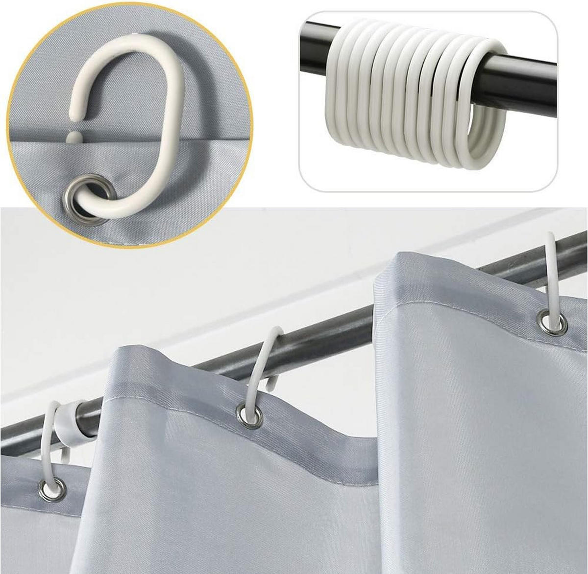 DUSCHVORHANG Polyester schimmelresistent waschbar wasserdicht antibakteriell leicht zu reinigen für Badewanne - Weiß, Textil (100/180cm) - MCBOSON