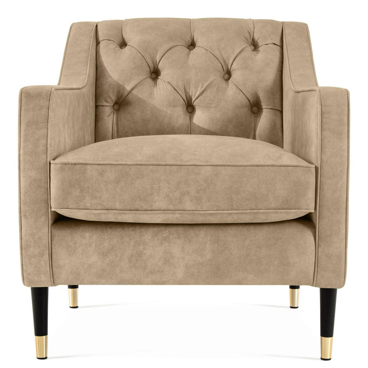 SESSEL NOMUS Kunstleder, gesteppt, leicht Beige - Wengefarben/Hellbraun, Holz/Holzwerkstoff (77/78/80cm) - KONSIMO®