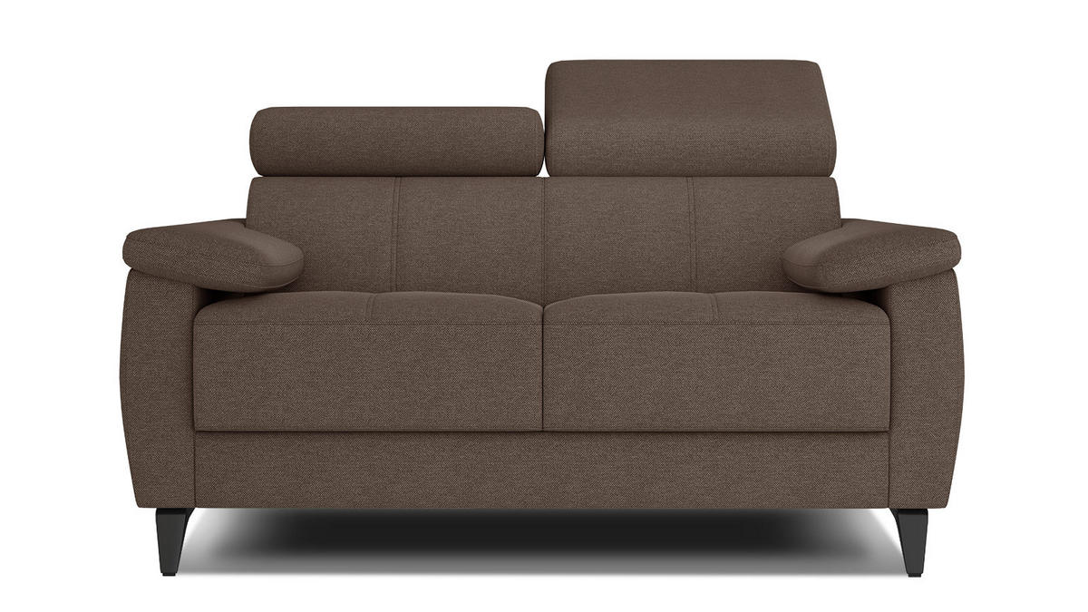 SOFA TAUNUS 2-Sitzer, braun - Schwarz/Braun, Holzwerkstoff/Textil (141/80/102cm) - Courtois Laville