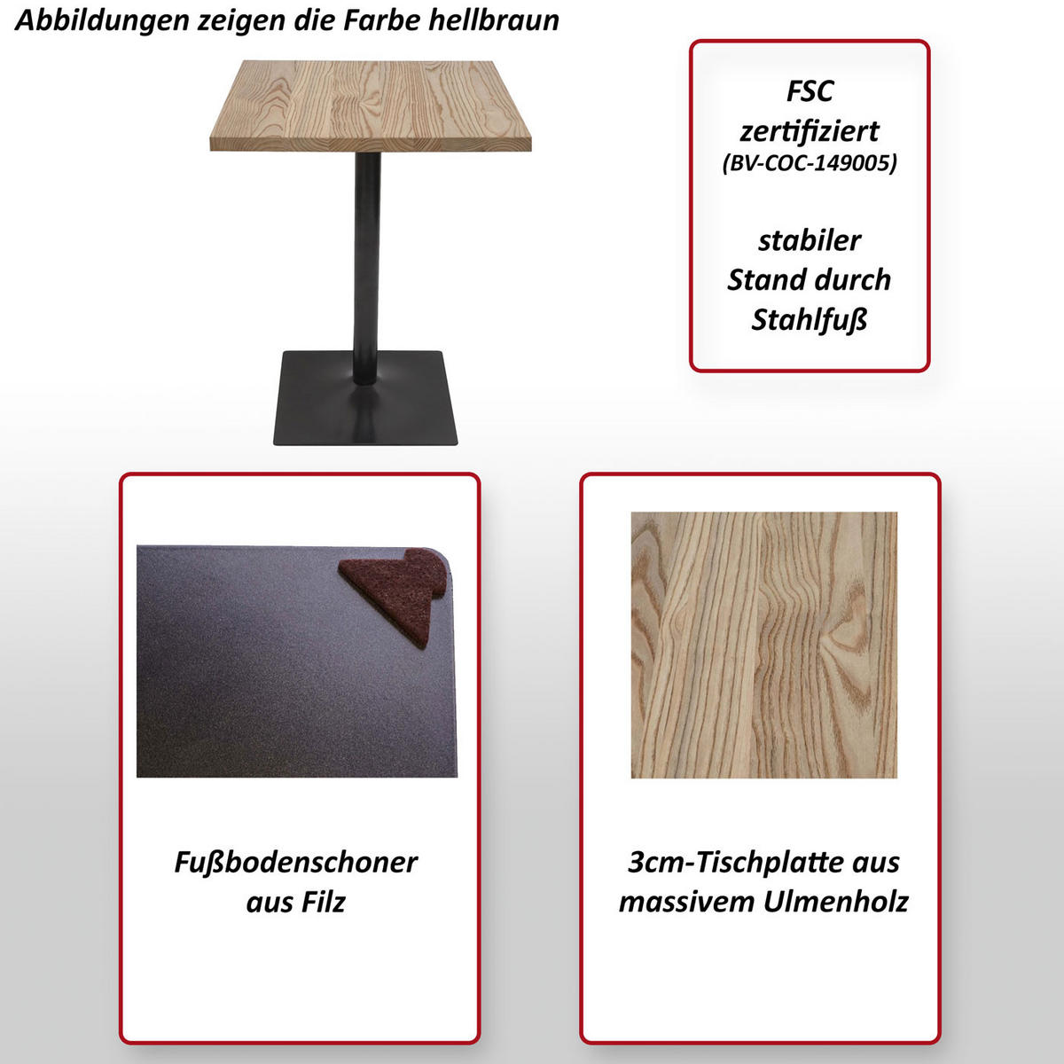 BISTROTISCH eckig Dunkelbraun - Dunkelbraun, Holz (60/60/76cm) - MCW