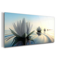 GLASBILD 120x60 cm Lotosblume - Sandfarben/Hellblau, Glas (120/60cm) - TULUP
