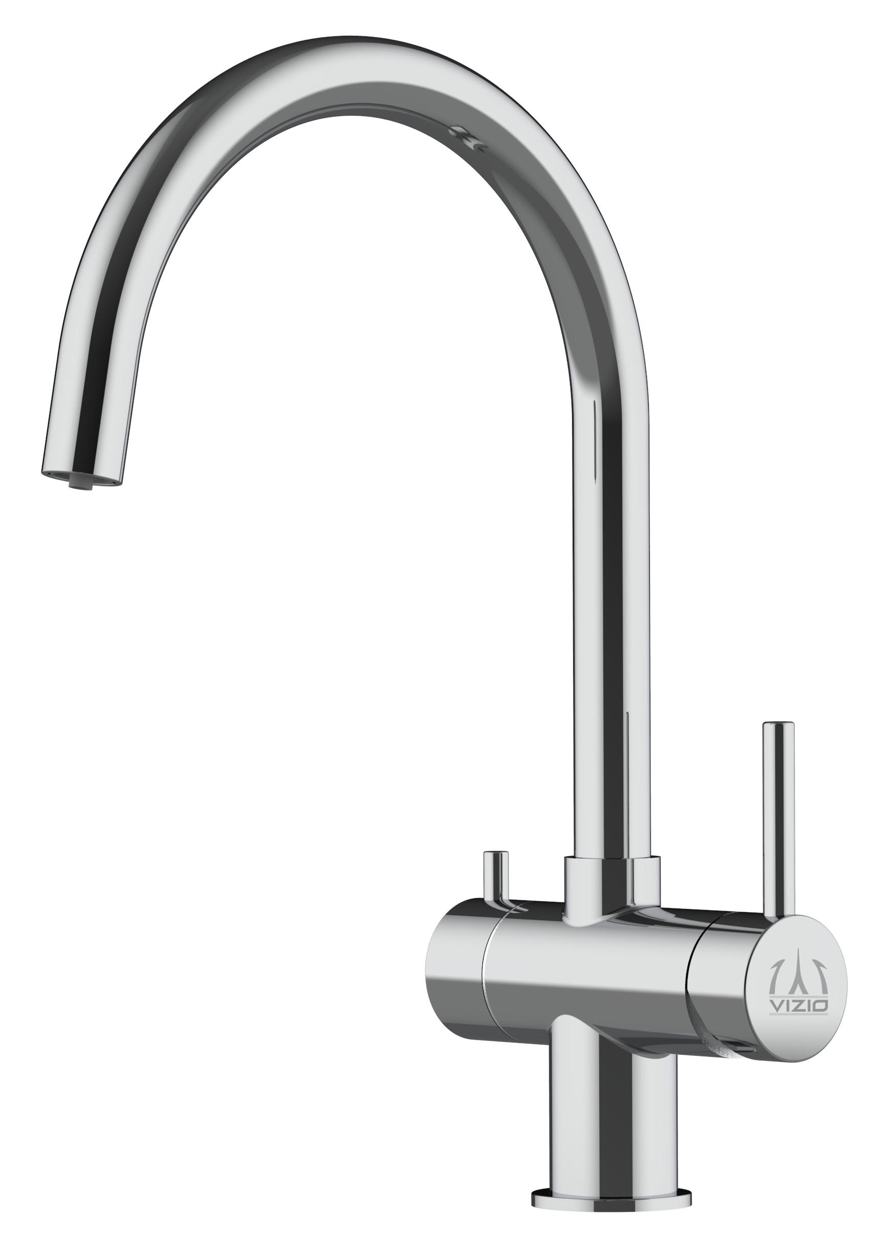 NIEDERDRUCK-3-WEGE-KÜCHENARMATUR, Edelstahl Massiv aus Chirurgenstahl, Hochglanz, 560° schwenkbar - Edelstahlfarben, Metall (21.4/39/21.4cm) - VIZIO