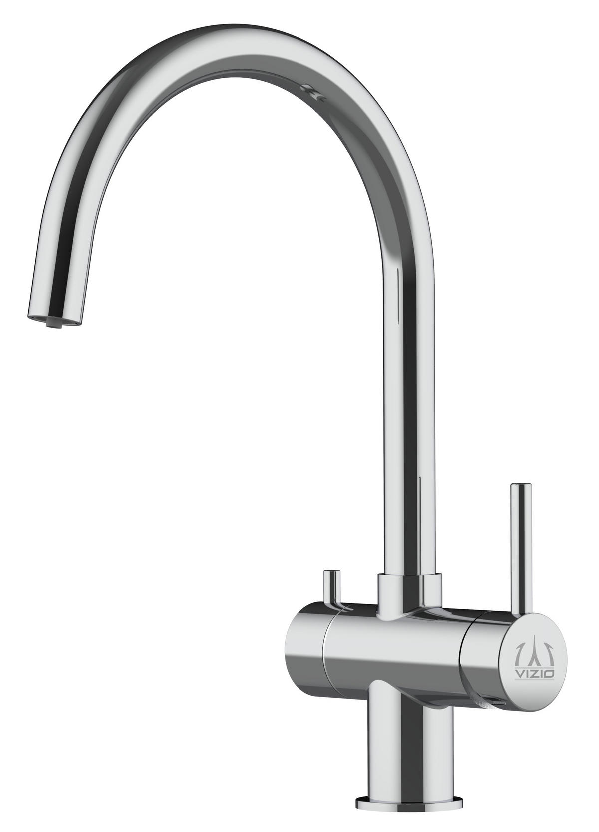 3-WEGE-KÜCHENARMATUR, Edelstahl Massiv aus Chirurgenstahl, Hochglanz, 360° schwenkbar - Edelstahlfarben, Metall (21.4/39/21.4cm) - VIZIO