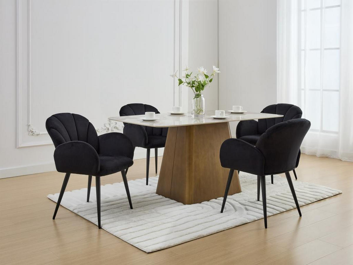 STUHL mit Armlehnen 6er-Set - Samt & Metall - Schwarz - LANSENA - Schwarz, Textil (65/81/56cm) - Pascal Morabito