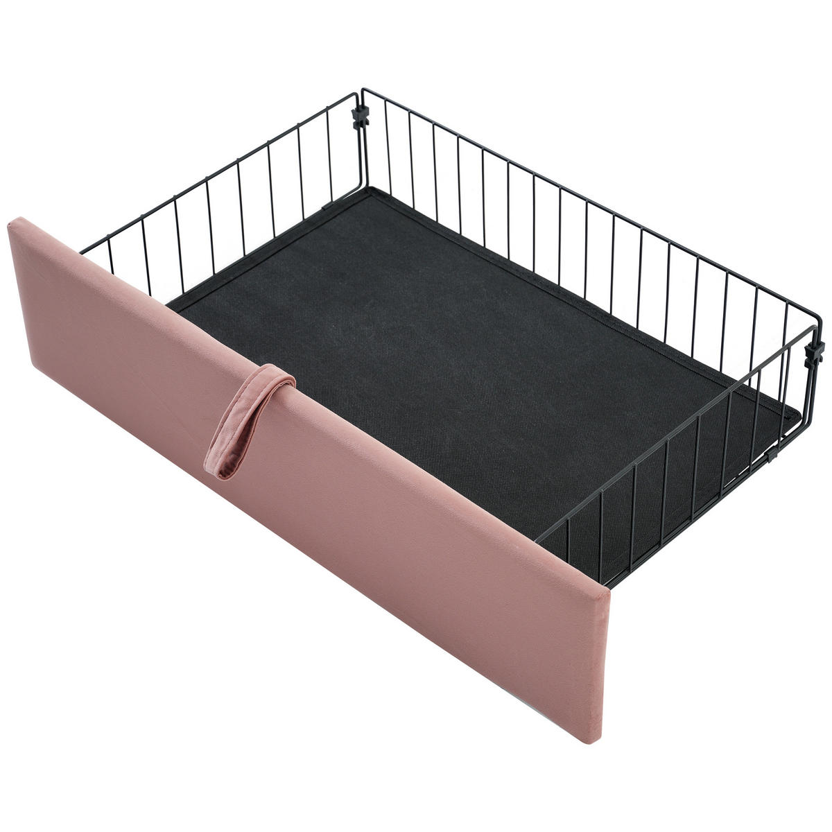 KINDEREINZELBETTEN aus Samt 90x200 cm in Rosa mit LED & Schublade - Rosa, Textil (90/200cm) - Modfu