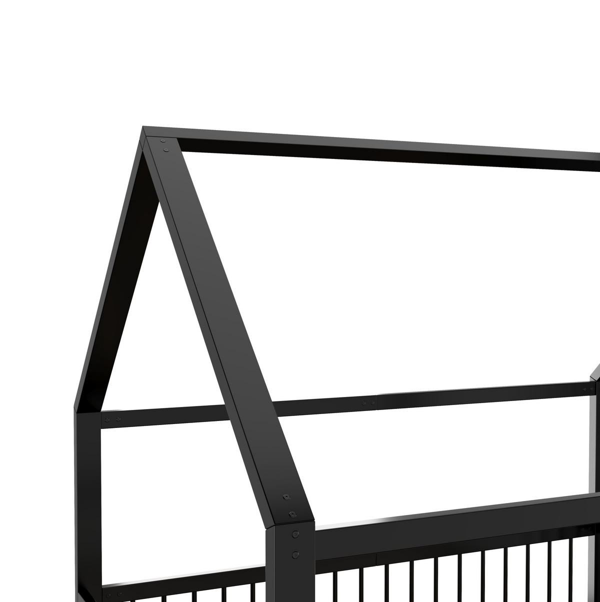 KINDERBETT Hausdesign 140/200 cm Schwarz aus Metall ohne Matratze - Schwarz, Metall (140/200cm) - MIVRAY