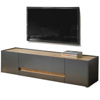 TV-LOWBOARD grau matt, Eiche Wotan 170 cm, TV-Unterteil mit viel Stauraum - Eiche Wotan/Grau, Holzwerkstoff/Kunststoff (170/40/45cm) - Furn.Design