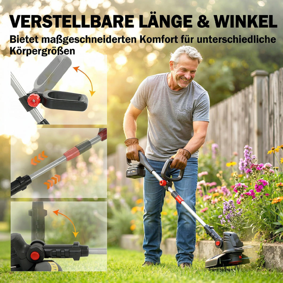 AKKU-RASENTRIMMER ABS Aluminium Silber - Silberfarben, Metall (36/19/124cm) - Outsunny