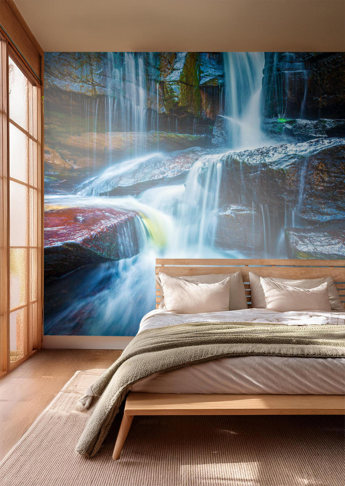 FOTOTAPETE Wasserfall 375 x 270 cm - Blau, Papier (375/270cm) - Sanders & Sanders