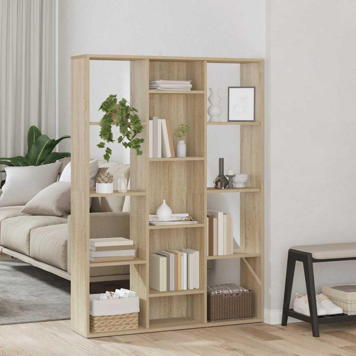 RAUMTEILER/BÜCHERREGAL Sonoma-Eiche 100/24/140 Cm Holzwerkstoff - Braun, Holzwerkstoff (24/140/100cm) - vidaXL
