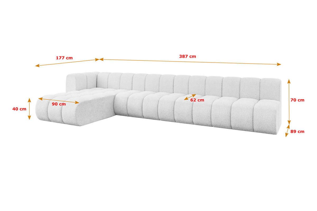 ECKSOFA modulares Sofa Darnel-L3 - 387x177x70 cm Weiß - Weiß, Holzwerkstoff/Textil (387/177cm) - ALTDECOR