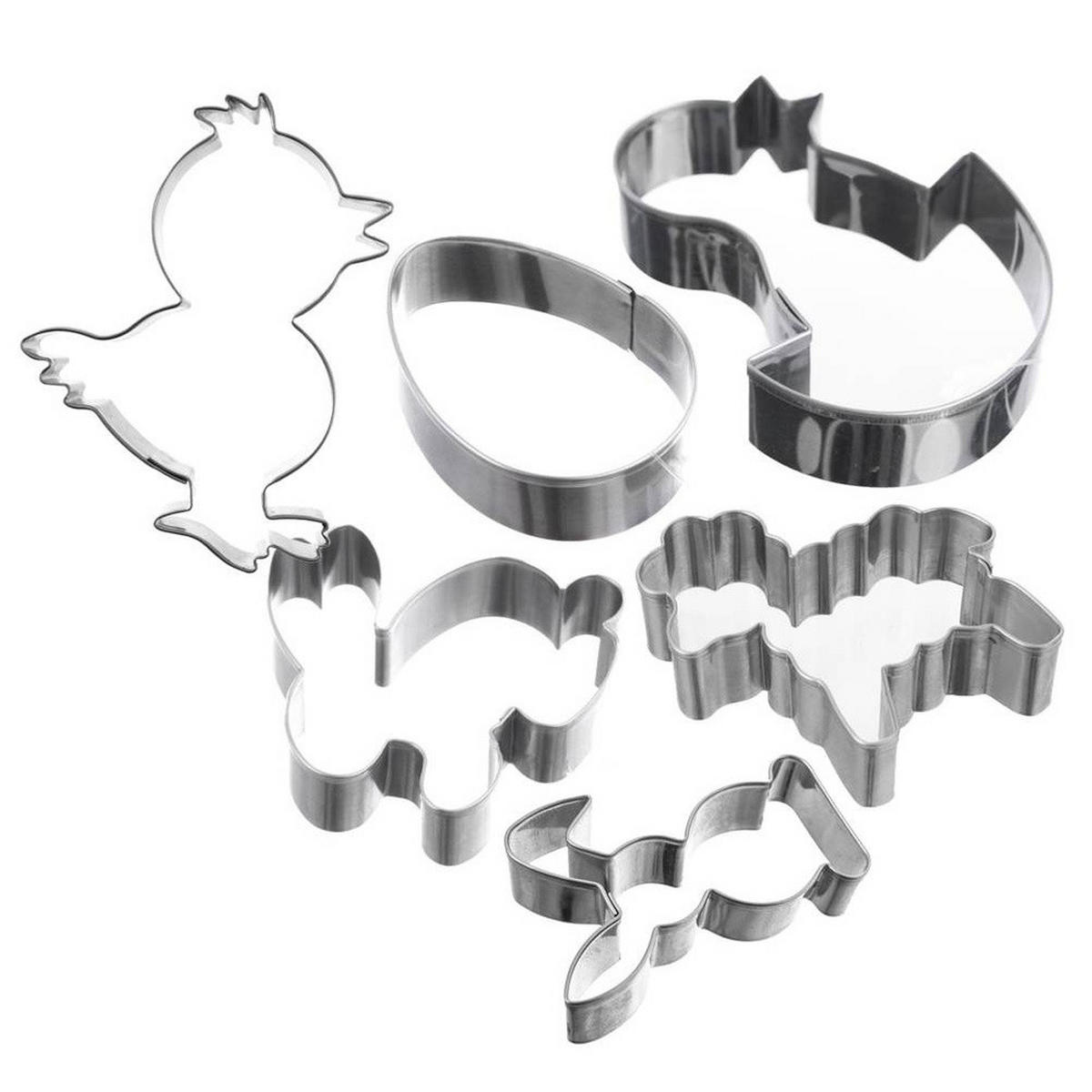 AUSSTECHFORMEN-SET Ostern 6-teilig Silber - Silberfarben, Metall (7/1.7/7cm) - Orion 