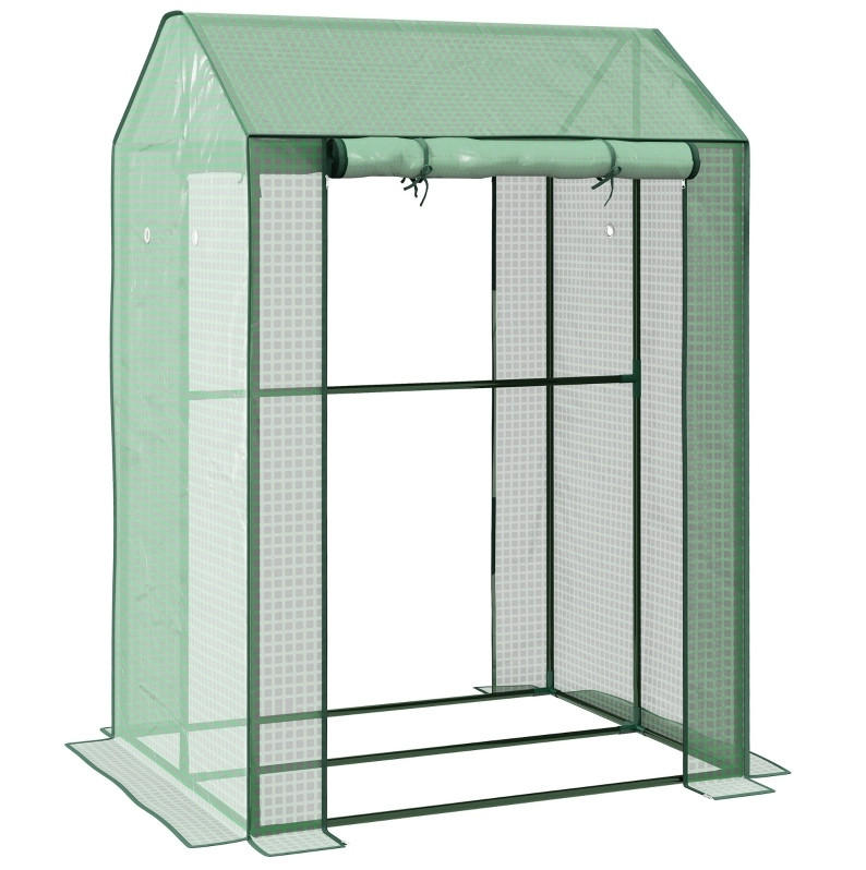 GEWÄCHSHAUS 100/150/80 cm Grün aus Stahl mit 2 Türen - Grün, Metall (80/150/100cm) - OKMYHOME