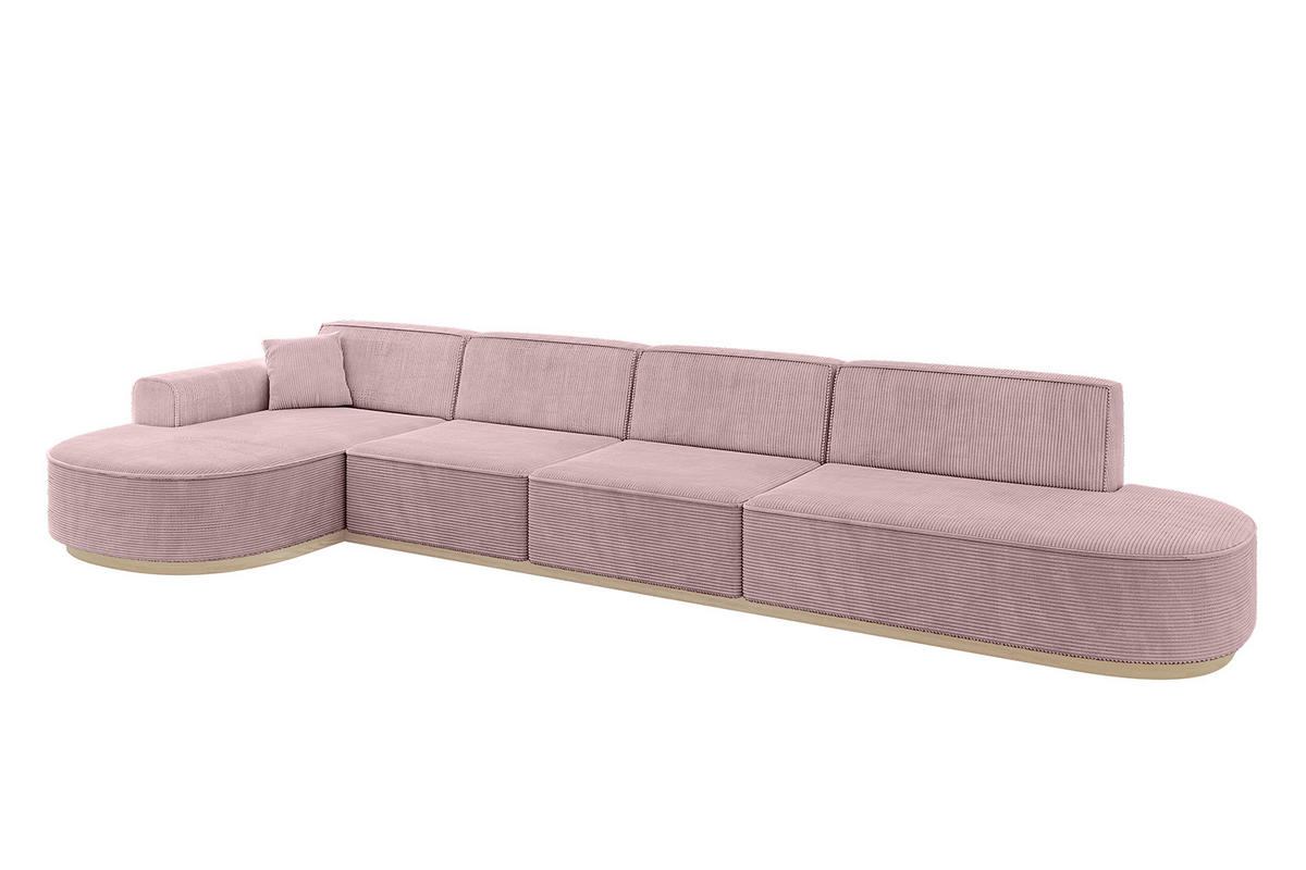 ECKSOFA Ottomane Links MARI-L3-v1 - 413x171x83 cm Rosa Cord - Rosa, Holzwerkstoff/Textil (413/171cm) - ALTDECOR