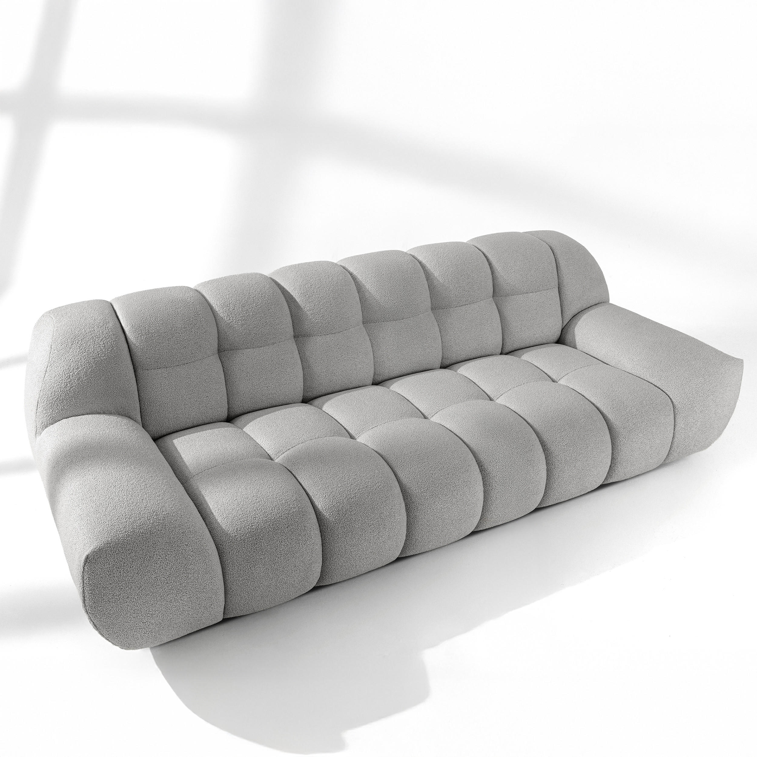 SITZGARNITUR VENA Bouclé, Hellgrau - Hellgrau, Holz/Textil (65/38/65cm) - KONSIMO®