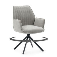 STUHL MERANO drehbar gepolsterter mit Steppung - hellgrau - Chenille - Hellgrau/Schwarz, Textil/Metall (58/90/61cm) - NEW HOME