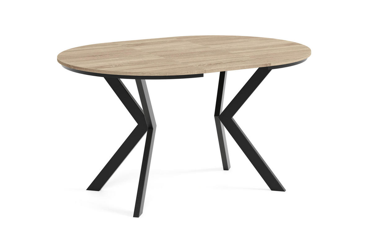 ESSTISCH EVO mit Felge - Schwarz/Sonoma Eiche, Holzwerkstoff/Metall (100/100/76cm) - Meblini